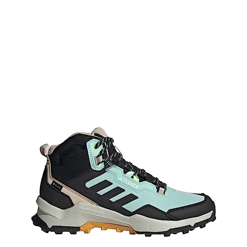 adidas Women's Terrex AX4 Mid Gore-Tex Sneaker, Semi Flash Aqua/Core Black/Preloved Yellow, 9