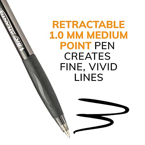 BIC Glide Black Retractable Ballpoint Pens, Medium Point (1.0mm), 12-Count Pack, Ultra Smooth Writing Black Pens