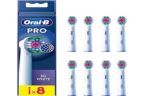 Oral-B Pro 3D White Electric Toothbrush Head, X-Shaped Bristles and Unique Polishing Cup for Teeth Whitening and to Remove Surface Stains, Pack of 4 Toothbrush Heads, White