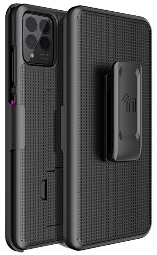 Case with Clip for T-Mobile REVVL 6X Pro 5G (2023) / REVVL 6 Pro 5G (2022), Nakedcellphone Slim Hard Shell Phone Cover with Kickstand and [Rotating/Ratchet] Belt Hip Holster Holder Combo - Black
