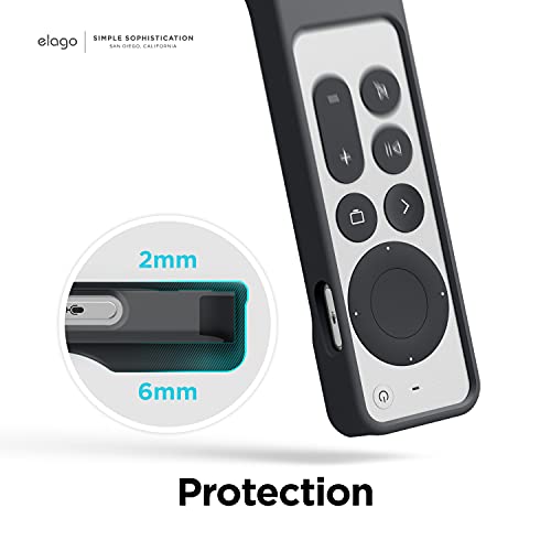 elago R1 Case Compatible with 2022 Apple TV 4K Siri Remote 3rd Gen, 2021 Siri Remote 2nd Gen- Magnet Technology, Lanyard Included, Full Access to All Functions [Black]