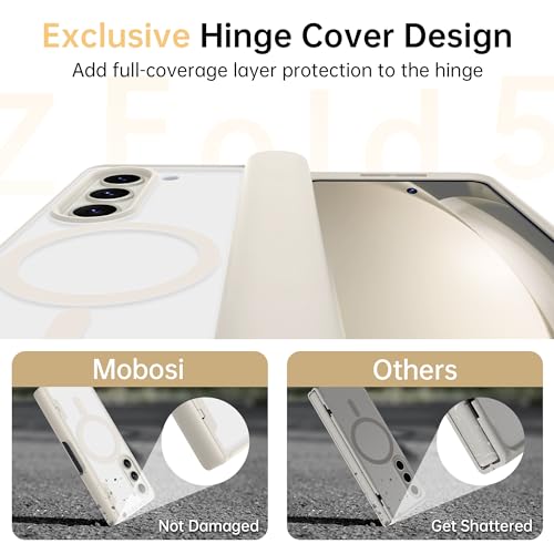 MOBOSI for Z Fold 5 Case Magnetic Hinge Coverage Protection, [Compatible with Magsafe], Galaxy Z Fold 5 Case Front Screen Protector, Shockproof Full Body Phone Case for Samsung Galaxy Z Fold 5, Black