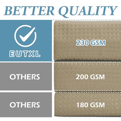 EUTXL Ivory Stall Hotel Shower Curtain with Detachable Liner - 230GSM Waffle Textured,Hotel Grade,Spa Like Bath Curtain,54W x 80H