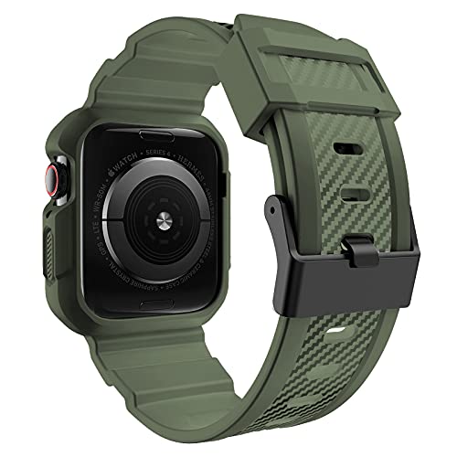 OROBAY Compatible with Apple Watch Band 45mm/44mm/42mm-Series 3/2/1 with Case, Shockproof Rugged Band Strap for iWatch SE2 SE Series 9/8/7/6/5/4/3/2/1 with Bumper Case Cover Men Women, Orange