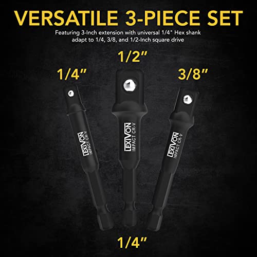 LEXIVON Impact Socket Set, 6 Total Lug Nut Size | Innovative Flip Socket Design Cover Most Commonly Inch & Metric Used Sizes | Cr-Mo Steel = Fully Impact Grade (LX-111)