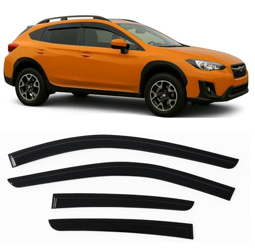 2018-2023 Tape-On Side Window Deflector Visors for Subaru Crosstrek & for Subaru Impreza Hatchback 2017-2023 Smoke Tinted Rain Guards