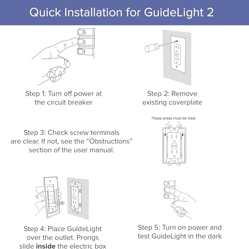 4 Pack - SnapPower GuideLight 2 for Outlets [for Standard Decor, Not GFCI outlets] - Night Light - Electrical Outlet Wall Plate with LED Night Lights - Automatic On/Off Sensor - (Décor, Black)