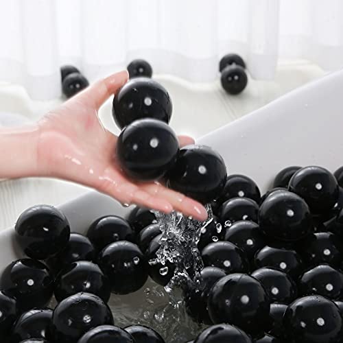 PlayMaty Play Ball Pool Pit Balls - 2.36inches Phthalate&BPA Free Plastic Ocean Balls for Kids Toddlers and Babys for Playhouse Play Tent Playpen Pool Party Decoration Pack of 70 (Black)