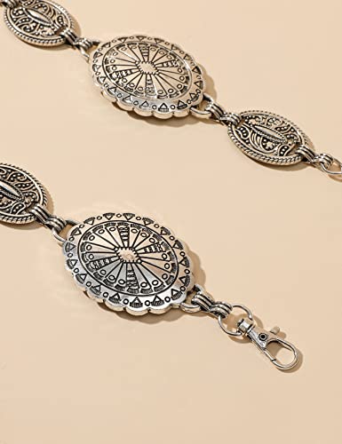 TOPACC Turquoise Concho Chain Belts for Women Western Cute Boho Teal Metal Cowgirl Country Concert Belt for Dresses Jeans