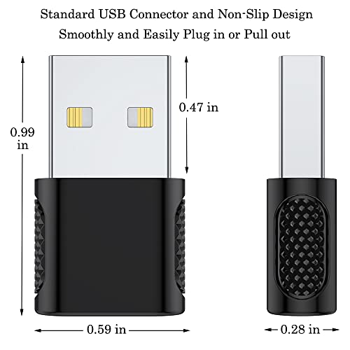 AuviPal USB C Female to USB Male Adapter 2 Pack, USB Type C Cable to USB A Charger Converter for Apple Watch Ultra SE Series 8 7, iPhone 14 13 12 11, AirPods, iPad and More - Black