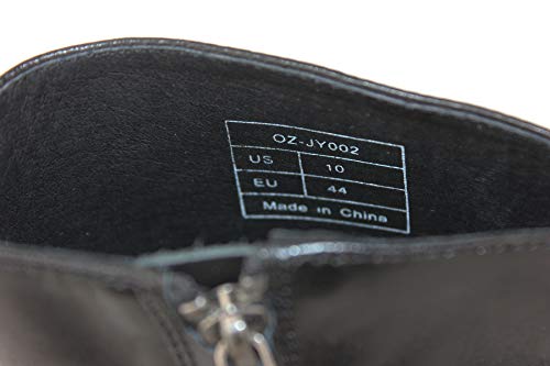 OSSTONE Dress Boot for Men Leather Chukka Designer Boots Calfskin Casual Heel Shoes Zipper-up OS-JY002-Brown-Calfskin-US 12