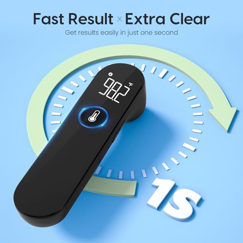 No-Touch Forehead Thermometer for Adults and Kids, Fast Accurate Baby Thermometer with Fever Alarm & Mute Mode-Take Quick Temperature Easily (Black)