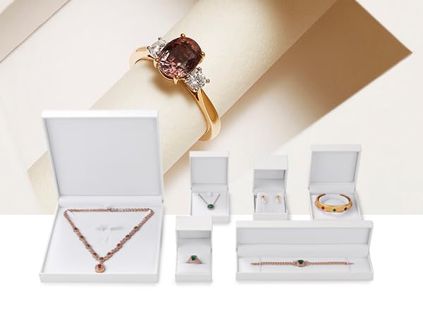 Papten 3 In 1 Jewelry Gift Boxes Jewelry Set Box Necklace Box Necklace Gift Box Jewelry Box Necklace Earring Ring Bracelet Box Gift Boxes For Presents Necklace Boxes For Jewelry Gift (White)