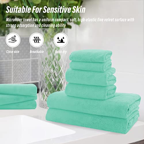MOONQUEEN Ultra Soft Towel Set-Quick Drying - 2 Bath Towels 2 Hand Towels 2 Washcloths-Microfiber Coral Velvet Highly Absorbent Towel for Bath Fitness,Bathroom,Sports,Yoga, Travel(Purple, 6 Pcs)