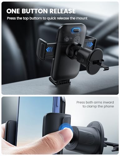 Lamicall 2024 Wider Clamp & Metal Hook Car Phone Holder Vent [Thick Cases Friendly] Phone Holders for Your Car Mount Automobile Hands Free Cradle Air Vent for iPhone 15 14 13 Pro Max Smartphone