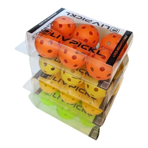 LIV PICKL Pickleballs | 26 Holes | Indoor | Soft Court | High Visibility and Good Balance | Official Size & Weight - Durable - High Bounce