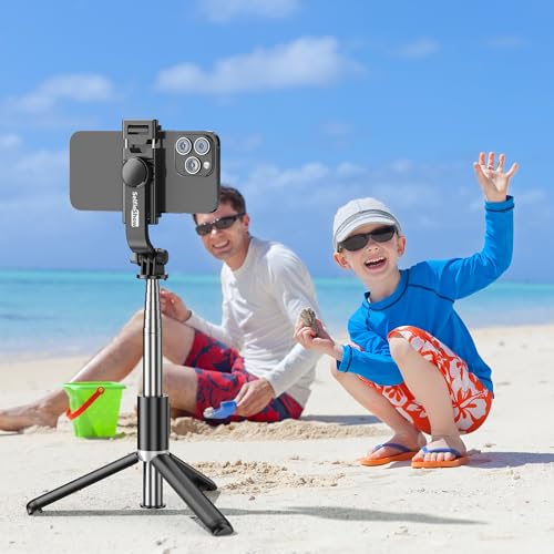 Selfie Stick Tripod, All in One Extendable & Portable iPhone Tripod Selfie Stick with Wireless Remote Compatible with iPhone 16 15 14 13 12 11 pro Xs Max 8 7, Galaxy Note10/S20/S10/OnePlus 9/9 PRO etc