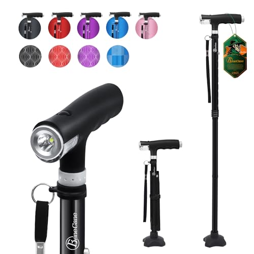 BeneCane Walking Cane for Women Folding Cane for Men with Two Led Ligh