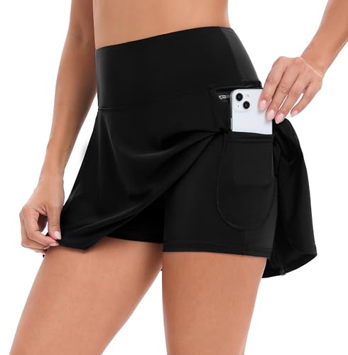 Oyamiki Womens Skorts with Pockets Tummy Control Bathing Suit Bikini Bottoms Beach Cover Up Skort Skirts