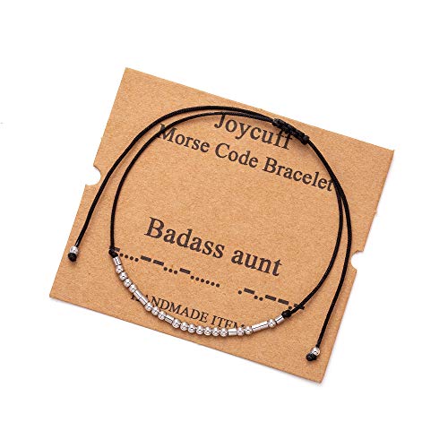 JoycuFF Morse Code Bracelets for Women Gifts for Women Birthday Christmas Gifts Women Gifts Bracelets for Women (Strong and fearless)