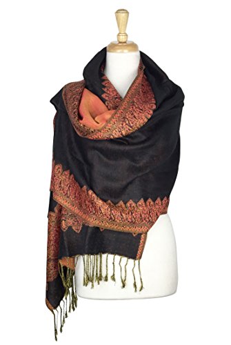PASKMLNA Tow Layered Woven Pashmina Shawl Scarf Wrap Stole (003#29 Grey)