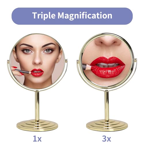 Schliersee 3X Magnifying Vanity Makeup Mirror Double Sided 7 Inch 1X/3X Magnification Tabletop Mirror, Black