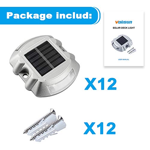 VOLISUN Solar Deck Lights Driveway Dock Lights, 4-Pack Led IP67 Waterproof Outdoor Warning Step Lights for Driveway Sidewalk Garden Pathway Yard(Green)