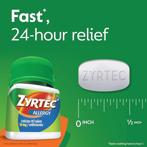 Zyrtec 24 Hour Allergy Relief Tablets, Indoor and Outdoor Allergy Medicine with 10 mg Cetirizine HCl per Antihistamine Tablet, Value Pack, 90 ct + 3 ct Travel Packs