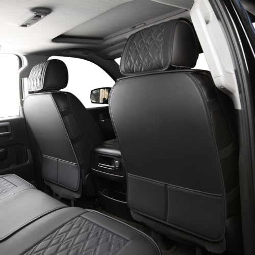 JOJOBAY Chevy Silverado Seat Covers,Leather Seat Covers for GMC Sierra,Custom Fit 2007-2024 1500 2500HD 3500HD Crew Double Extended Regular Cab,LT LZT RST Trail Boss(Front Pair,Black)