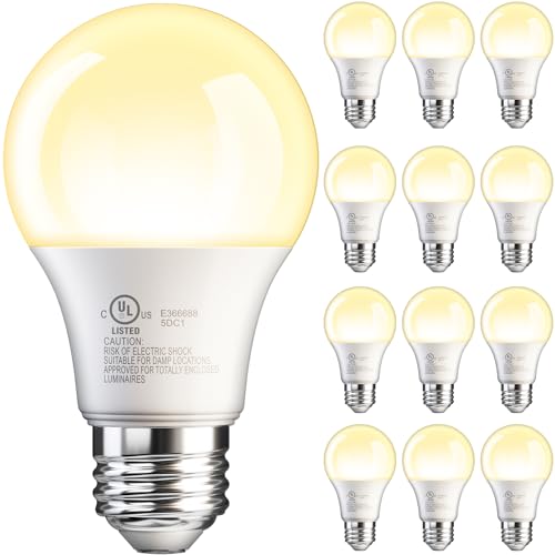 VOLIVO 12 Pack A19 LED Light Bulbs, Soft White 2700K, 9W(60 Watt Equivalent), 800 Lumens, 120V, E26 Standard Base, Non-Dimmable LED Bulb, UL Listed and FCC Certified, Energy Saving
