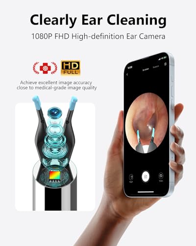 [Cutting-Edge] BEBIRD Note5 Ear Wax Removal Tool: Ear Cleaner with Camera 10 Megapixel Otoscope, Omni-Direction Tweezer, Real-Time Remote Video, Magnetic Cap, Multi Earwax Cleaning Replacement Tips