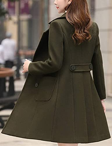 Bankeng Women's Elegant Wool Blend Coat Mid-Length Slim Fit Notched Lapel Warm Winter Coats(Z-Camel,S)