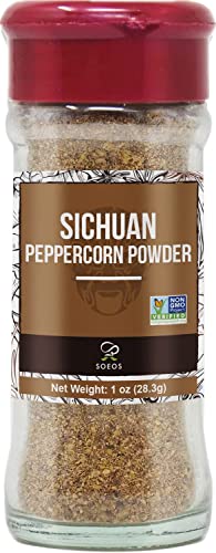 Soeos Sichuan Peppercorn Powder 1oz (28.3g), Non-GMO Verified, Szechuan Peppercorn Powder, Ground Sichuan Green Peppercorns, Green Sichuan Peppercorn Powder, Mapo Tofu Essential Ingredient
