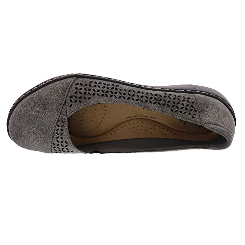 Clarks Women's Cora Iris Ballet Flat, Pewter Metallic Textile, 8.5