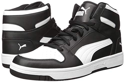 PUMA Mens Rebound Layup Sneaker, PUMA Mens black-PUMA Mens white, 10.5