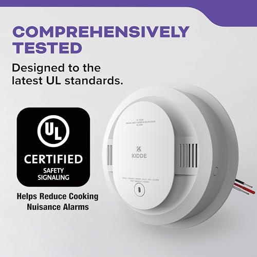 Kidde Hardwired Smoke & Carbon Monoxide Detector, 10-Year Battery Backup, Interconnectable LED Warning Light Indicators