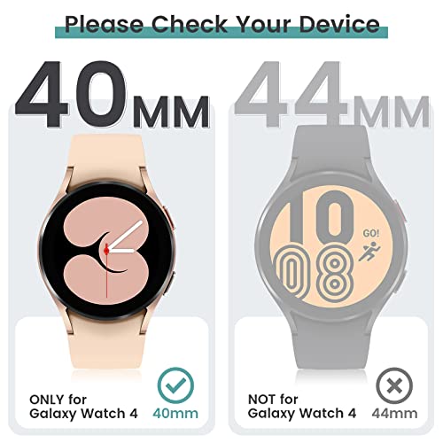 Tensea [4+4Pcs] for Samsung Galaxy Watch 4 2021 & 5 2022 Screen Protector and Case 40mm, Hard PC Bumper and Anti-Fog Tempered Glass Protective Film, Face Cover Set for Watch4 Watch5 40 mm Accessories