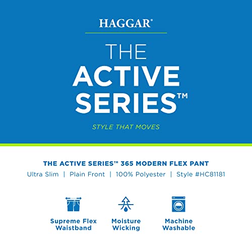 Haggar Men's The Active Series Slim Fit Flat Front Pant, Medium Buff, 34W x 30L