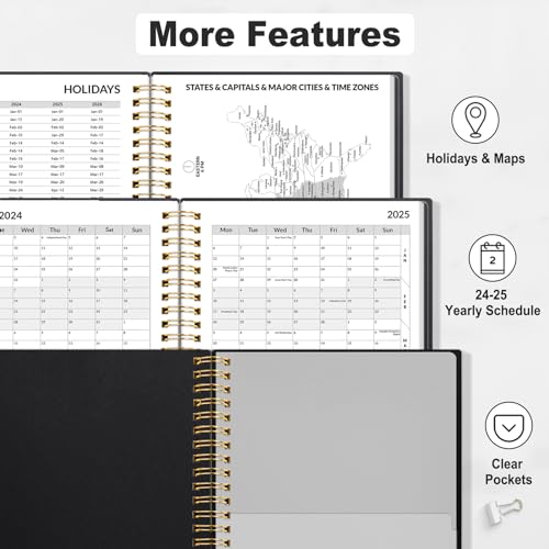 SUNEE Academic Planner 2024-2025 Weekly and Monthly - from August 2024 - December 2025, 6.4"x8.3" School Year Calendar Daily Planner with Monthly Tab, Flexible Cover, Note Pages, Pockets, Bookmark, Spiral Binding, Blushing Abstract Breeze