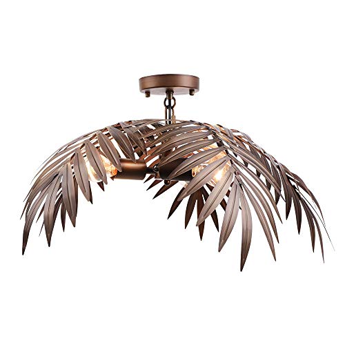 Newrays Vintage Tropical Coconut Leaves Ceiling Lighting Rustic Tree Lights Living Room Dining Room Bedroom Chandelier Fixtures