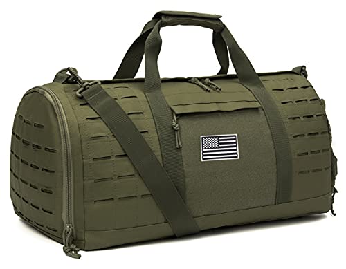 QT&QY 40L Military Tactical Duffle Bag For Men Sport Gym Bag Fitness Tote Travel Duffle Bag Training Workout Bag With Shoe Compartment Basketball Football Weekender Bag