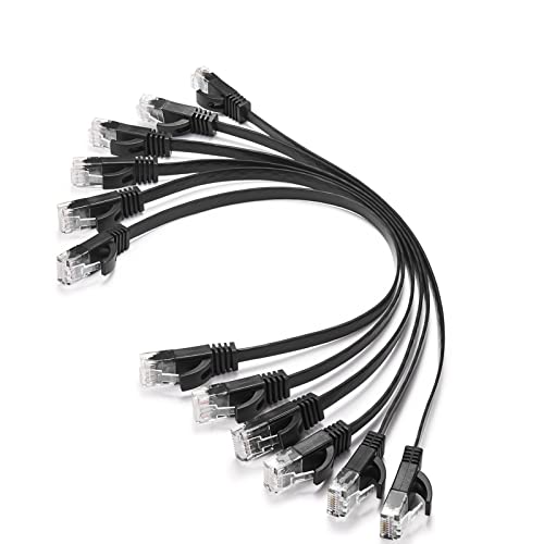 Cat 6 Ethernet Cable 35 ft, Outdoor&Indoor 10Gbps Support Cat8 Cat7 Network, Flat Internet RJ45 LAN Patch Cords, Cat6 Fast Speed Computer Wire with Clips for Router, Modem, PS4/5, Xbox, Gaming, Black