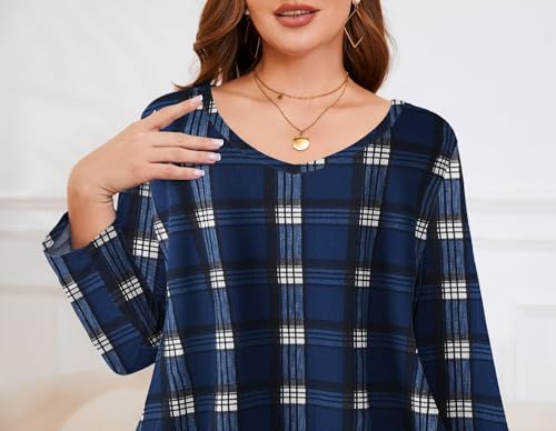 LARACE Tunics 3/4 Sleeve Halloween Shirts For Women Plus Size Tops V Neck Loose Fit Flowy Clothing for Leggings(Flower42 L)