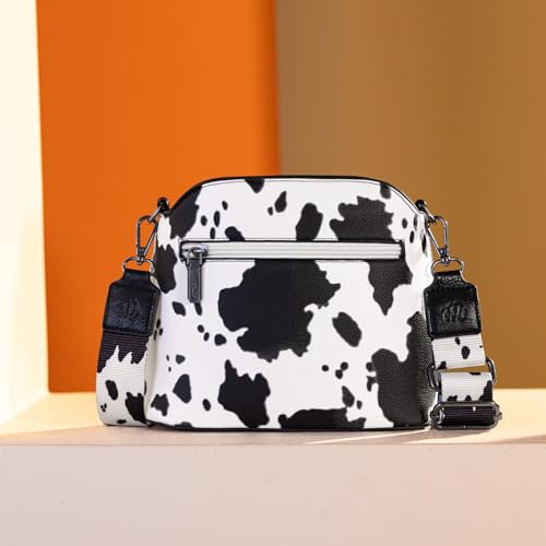 Wrangler Cow Print Crossbody Bag for Women Western Cross Body Purse with Signature Strap WG133-213BK