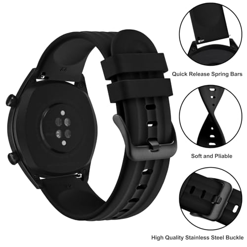 Anbeer Silicone Watch Band for Men and Women,20mm Quick Release Replacement Watch Strap,Stainless Steel Buckle