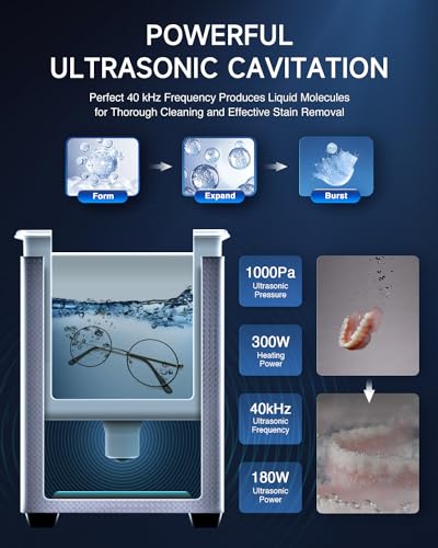 CREWORKS Ultrasonic Cleaner with Heater and Timer, 1/2 Gallon Stainless Steel 60W Ultrasonic Cleaning Machine, 2L Sonic Cavitation Machine for Professional Jewelry Watch Glasses Cleaning and More