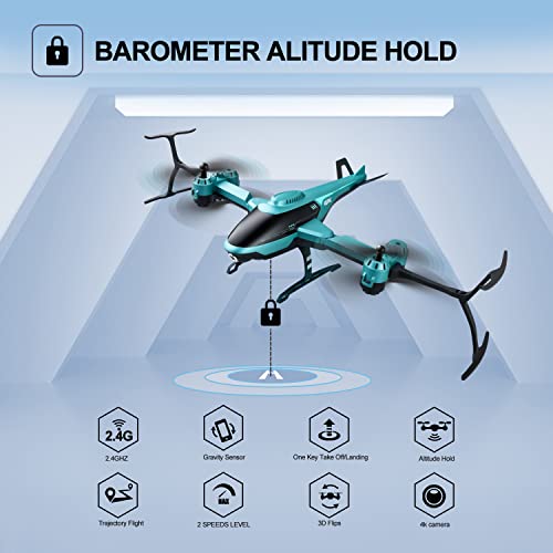 4DRC V10 Foldable Drone with Camera for Adults,1080P FPV WIFI Live Video,RC Helicopte Quadcopter for Beginners Kids,3D Flips, Gestures Selfie, Altitude Hold, Waypoint Fly,2 Batteries