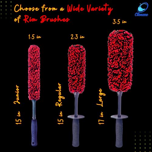 Clenzee Large Microfiber Wheel Brush for SUVs, RVs & Trucks | Soft Non-Metallic Rim Cleaner Brush with Premium Microfiber Wool | Non-Metallic Wheel Cleaner Brush for Large Size Rim