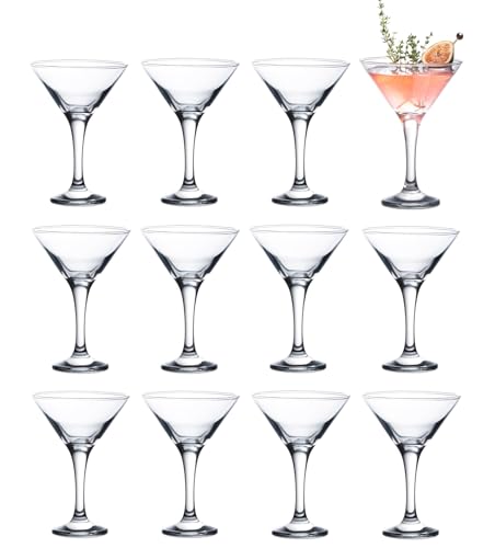 Vikko Martini Glasses Set of 12, 5.2 Ounce Cocktail Glasses with Stem, Elegant Cosmopolitan Glasses for Martinis and Cocktails, Dishwasher Safe, Bulk Martini