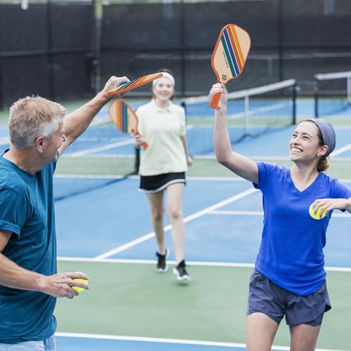 Pickleball Paddle Set of 2 Fiberglass Rackets,USAPA Approved Pickleball Set of 2 Pickle Ball Paddles,Fiberglass Surface & PP Honeycomb Core,Breathable Handle,4 Indoor & Outdoor Balls,1 Pickleball Bag